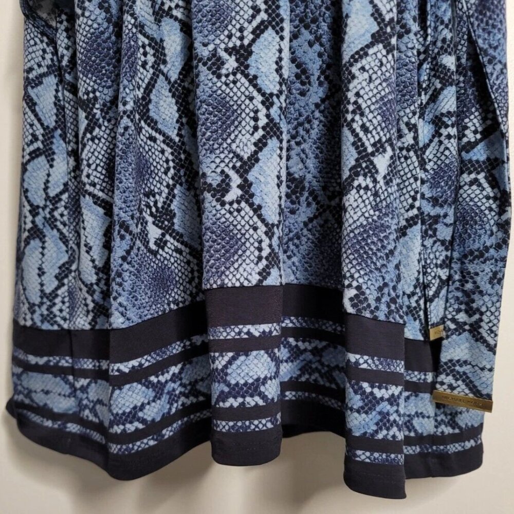 Michael Kors Dress Size XL Faux Wrap Snakeskin Print Blue Short Sleeve - Picture 4 of 8